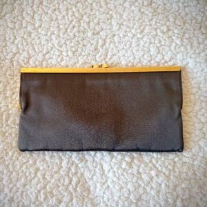 BCBG MAXAZRIA Vintage Brown Satin Evening Clutch with Chain